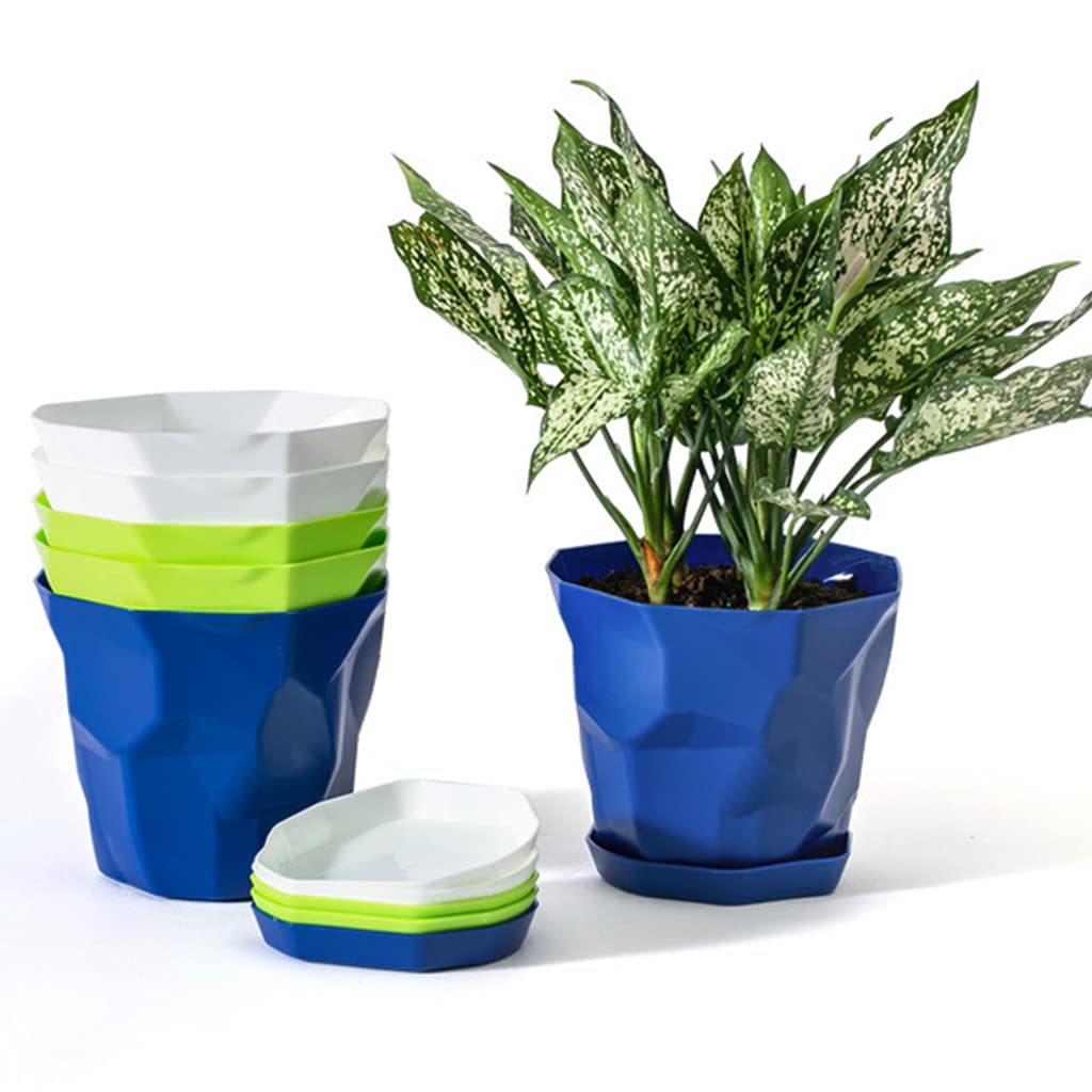 HASTHIP 6pcs Flower Pot for Home Decoration with Trays, 15 * 12.5cm Plastic Planters for Home Plants, 1.2L Plant Pot with Permeable Bottom for for Indoor, Outdoor HASTHIP 6pcs Flower Pot for Home Decoration with Trays, 15 * 12.5cm Plastic Planters for Home Plants, 1.2L Plant Pot with Permeable Bottom for for Indoor, Outdoor